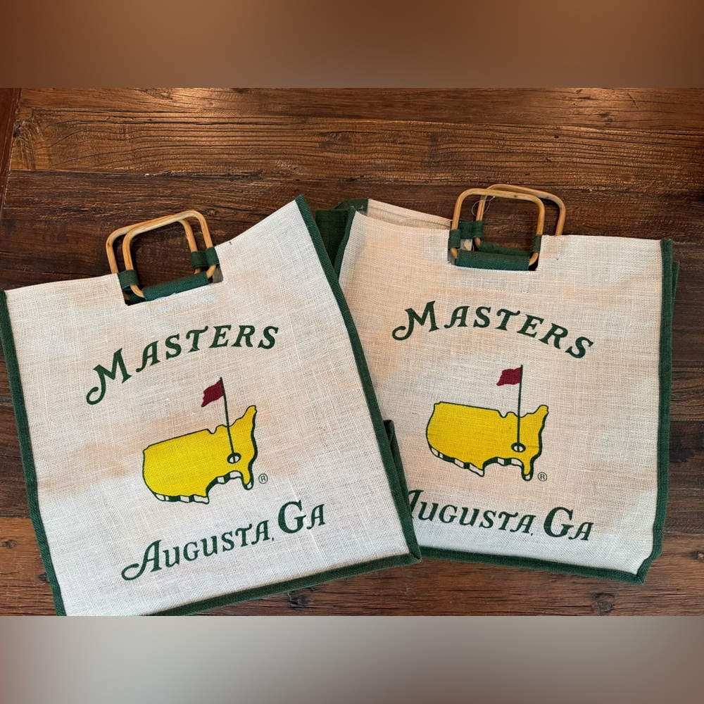 2 Masters Jute Tote Bag Wooden Handles